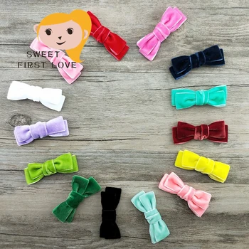 

14PCS/lot Cute Bow For Headbands Hair Clips Hair Accessories For Kids Velvet Headwear Lovely Bows For Christmas Head Wraps