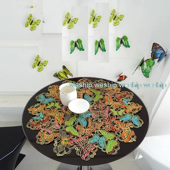 

Colourful butterfly High-end luxury embroidery cloth art European style Circular table mat The table cloth Eat mat Table mat