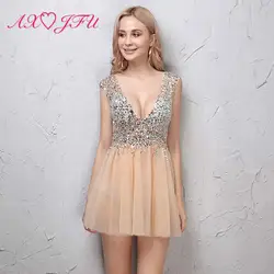 AXJFU роскошное розовое кружевное вечернее платье принцессы, винтажное вечернее платье с круглым вырезом и бисером, розовое кружевное платье