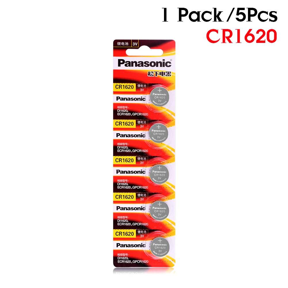 

Panasonic 5Pcs/Lot cr1620 Button Cell Batteries Original Product For Watch 3V Lithium Battery CR 1620 Remote Control Calculator