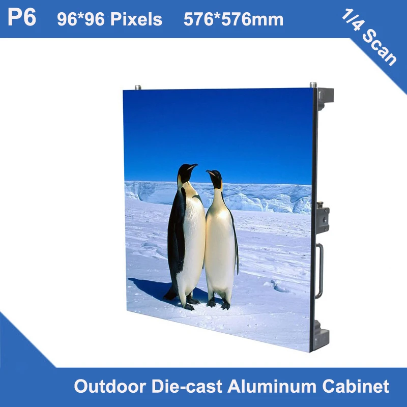 

TEEHO video P6 led display Outdoor Diecasting Cabinet 576mm*576mm ultra slim 1/4 scan led display module screen video wall panel