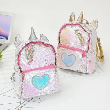

2019 Women Sequins Backpack Cute Unicorn Schoolbag For Teenage Student Girls Satchel Female mochila de couro Packpack School Bag