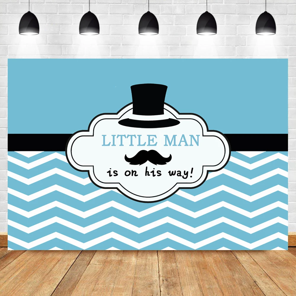 Neoback Pria Kecil Chevron Latar Belakang Baby Shower Biru Dan