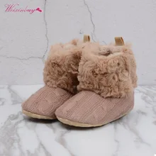 WEIXINBUY зимняя новорожденная девочка обувь сохраняющая тепло ходунки для маленькой принцессы кроватка Снежная вязка попа