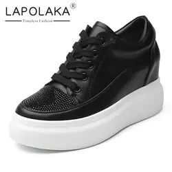 Lapolaka Ins/Женская обувь для отдыха из натуральной коровьей кожи с кристаллами, женские повседневные весенние сникерсы на плоской платформе