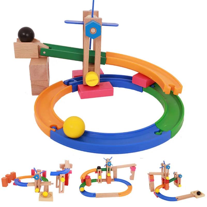 

Coasters Blocks Construction Labyrinth Balls Pipeline Track Building Blocks educational for children Kids boy girl B2