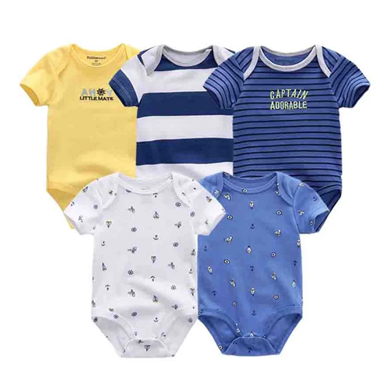 Топы унисекс; качественные детские комбинезоны; 5 шт./лот; хлопковые пижамы для новорожденных мальчиков и девочек 3, 6, 9, 12 месяцев; летняя одежда; Roupas de bebe - Цвет: BDS5068