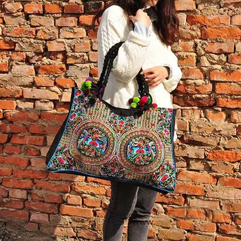 

Fashion Embroidery Women Shopping Casual Totes!Hot Floral Embroidered Shoulder&Crossbody bags Nice National Lady Canvas Handbags
