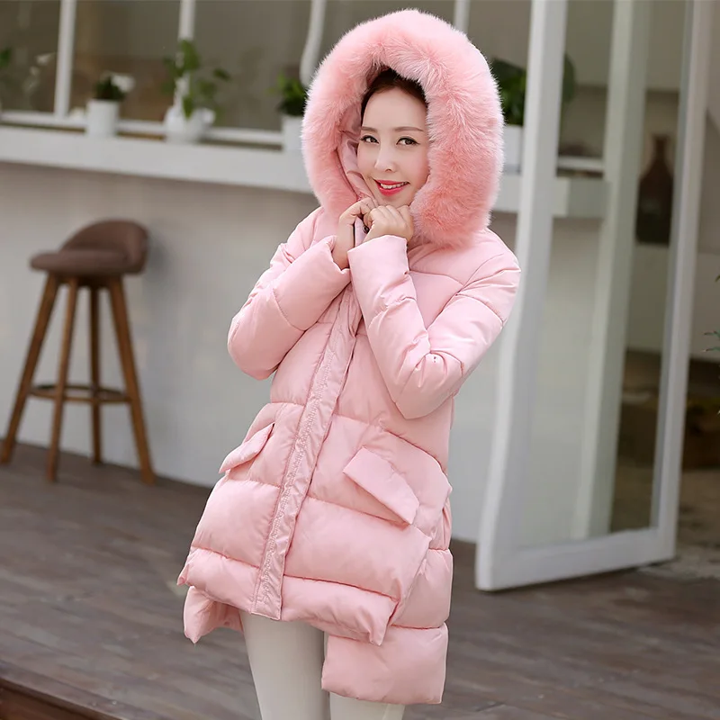 Winter Warm Women Coat Fashion Big Soft Fur Hooded Women s Down Cotton Coat Woman Padded