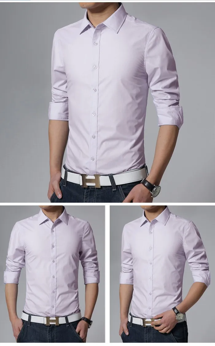 Мужская одежда Рубашки для мальчиков Slim Fit сплошной 17 Цвет бренд 3XL мода с длинным рукавом Camisas социальной masculinas Повседневное Camisas Hombre