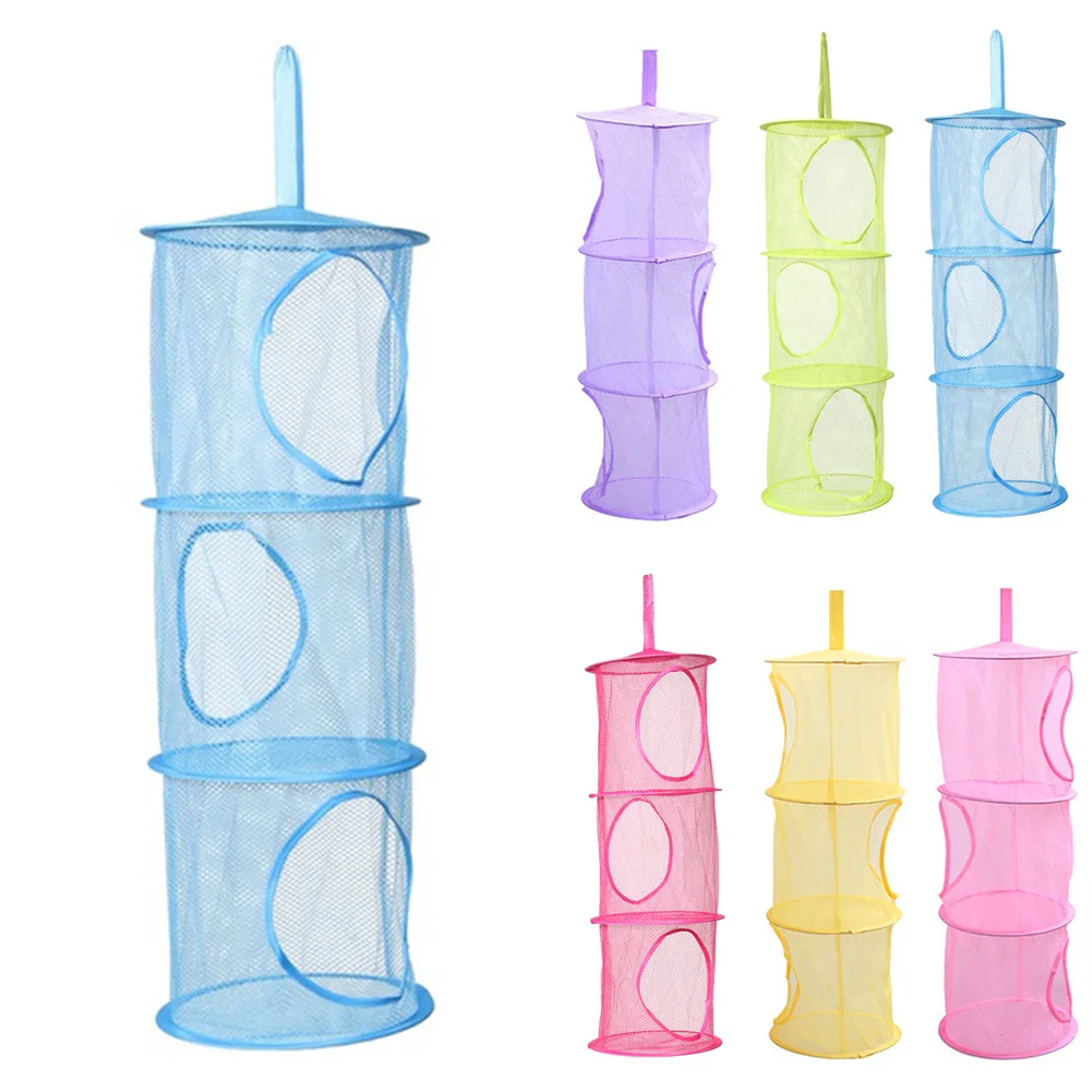 Home Bathroom Organizer 3Tier Compartment Mesh Net Hanging Storage Toy