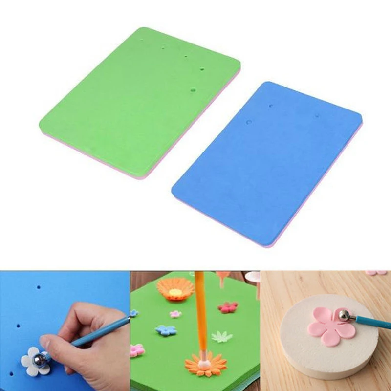 

5 Holes Flower EVA Foam Mat & Stainless Steel 8 Head Pen Baking & Pastry Spatulas Sugarcraft Sponge Pads For Sugar Craft Decor