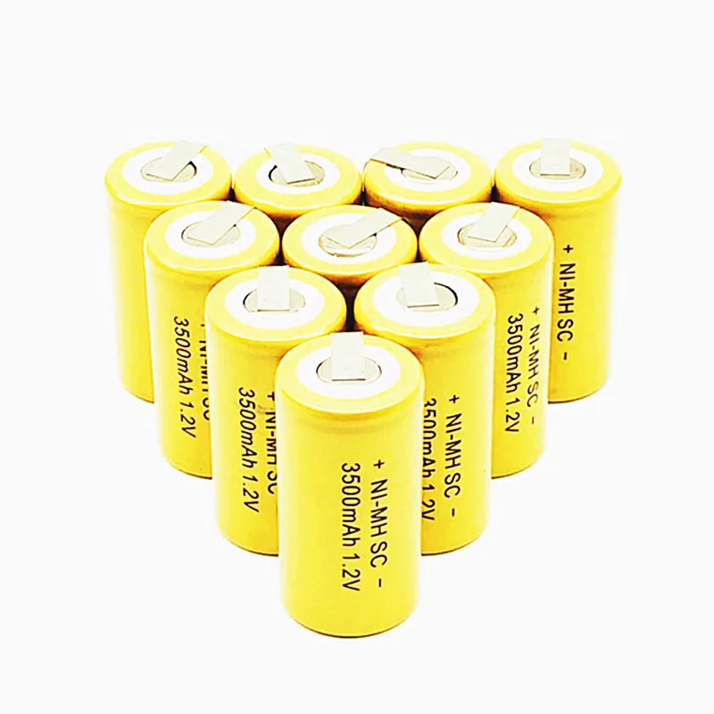 

30PCS Ni-MH SC 1.2V Rechargeable battery 3500mah SC Sub C Ni-MH cell with welding tabs for electric drill screwdriver