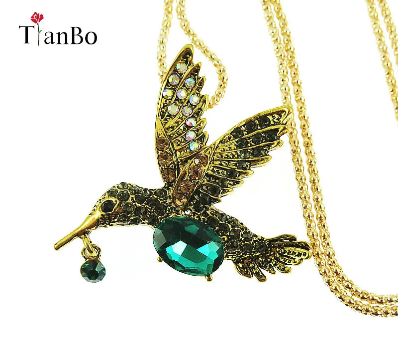 TianBo эмалированный горный хрусталь колье Колибри подвеска цепочка ожерелья для
