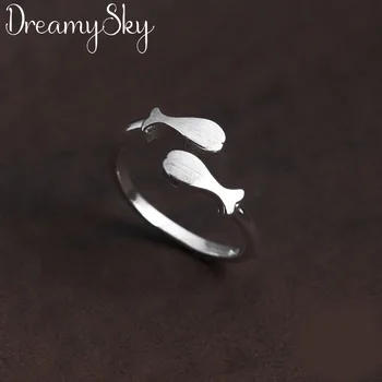 

Bijoux Fashion S925 Silver Fish Rings For Women Christmas Gifts Adjustable Ring Ladies Sterling Silver Jewelry Anillos