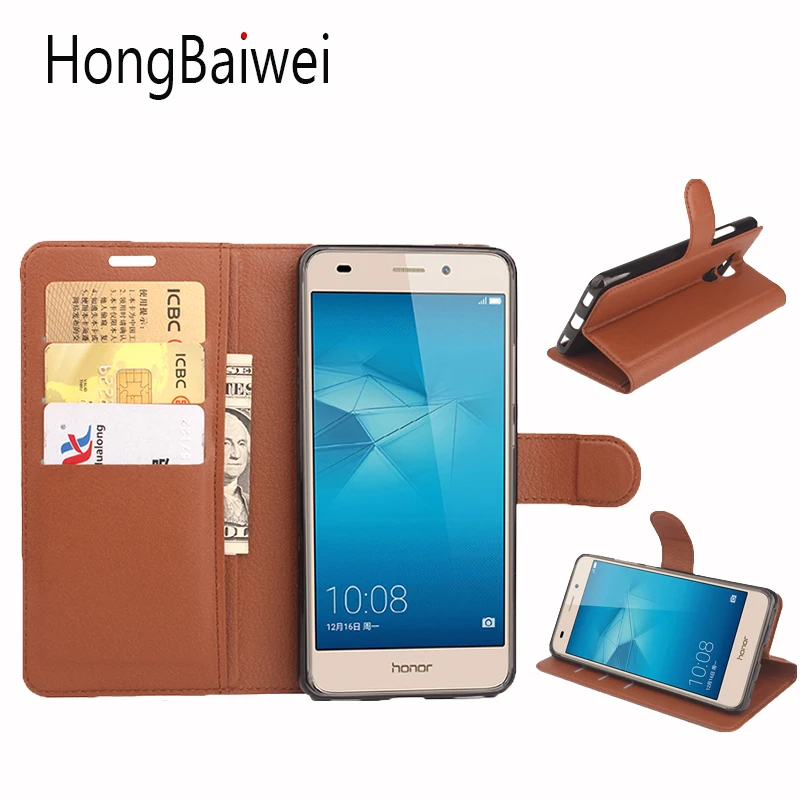 

LingMao Luxury Wallet Leather Case For Huawei Honor 5C Phone Case Flip Stand Lichee Pattern Cover Cash/Card Slots Cover Coque