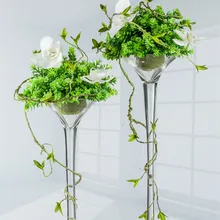 Свадебный дорожный лидер прозрачная Высокая стеклянная ваза для цветов Настольный Террариум стеклянные контейнеры креативная ваза украшение