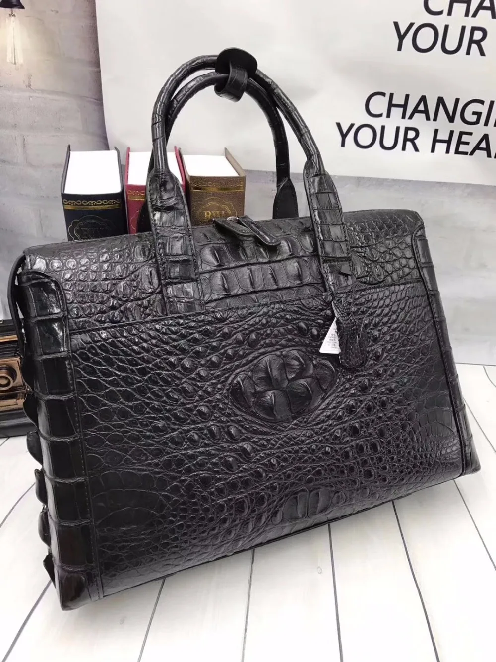 

Classical Designer Genuine Crocodile Skin Businessmen Laptop Briefcase Man Handbag Alligator Leather Male Large Portable Package