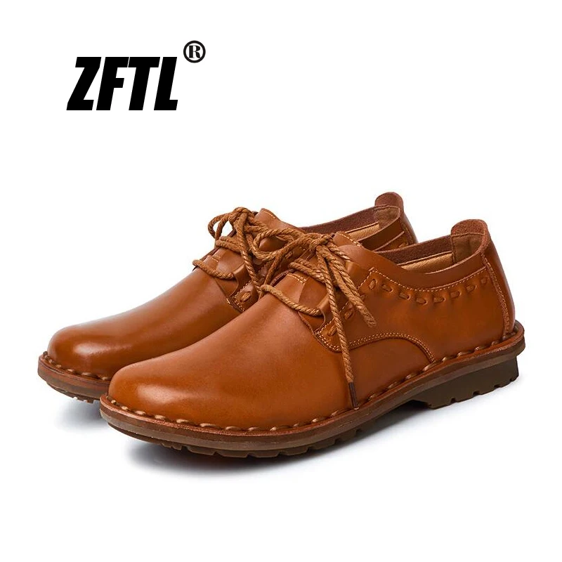 ZFTL New Men Casual shoes men's Handmade business shoes Genuine Leather lace-up male loafers Wear-resistant and breathable 031