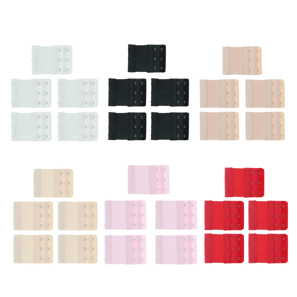 

5 Pieces Bra Extender Strap Extension 3 Hooks 2 Rows Replacement Elastic Extension Women Bra Nylon Clasp Clips Extender