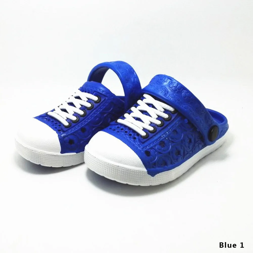 

Multicolore Child Imitation Canvas Shoes Lace Hole Beach Sandals Garden Slippers For Girls Boys Kids