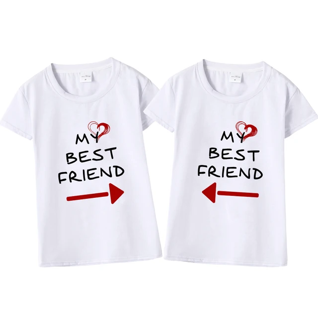 Women Cute Best Friend Matching Letter T Shirt BFF T Shirt Women Lovers