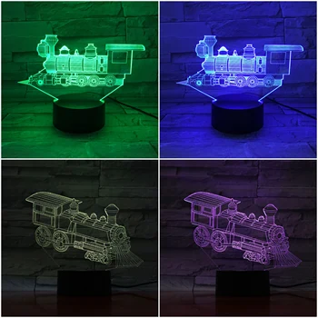 

Led Night Light Locomotive Decoration 3d Illusion Train Childrens Kids Baby Nightlight Gifts Table Lamp Bedroom Railway Engine