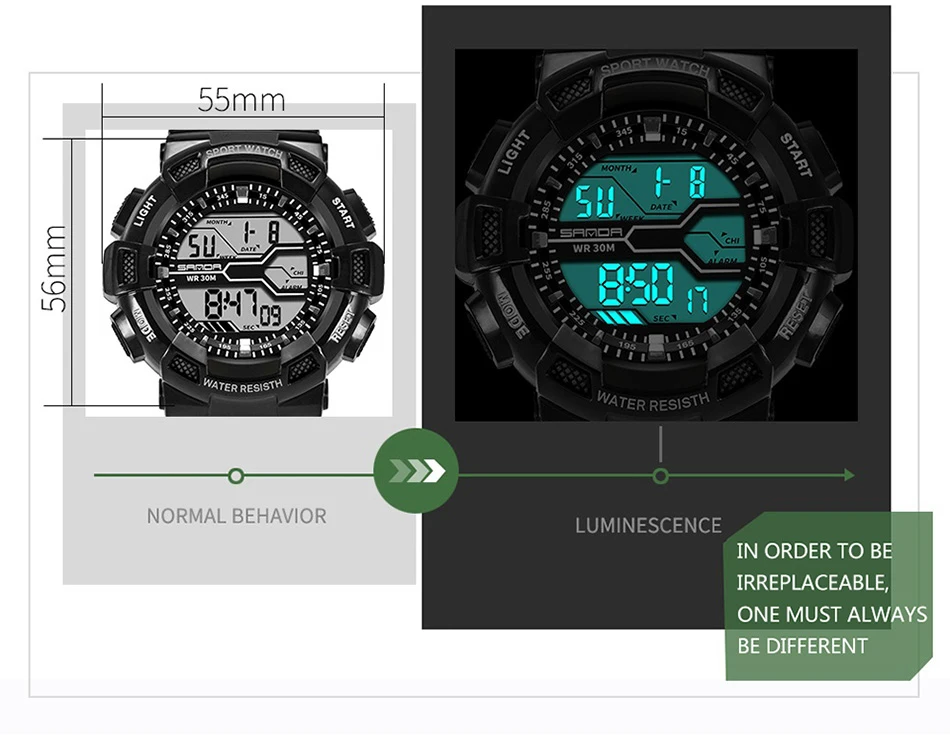 SANDA Брендовые мужские спортивные часы для отдыха на природе армейские часы для мужчин Будильник хронограф цифровой водонепроницаемый Erkek Kol saati 378