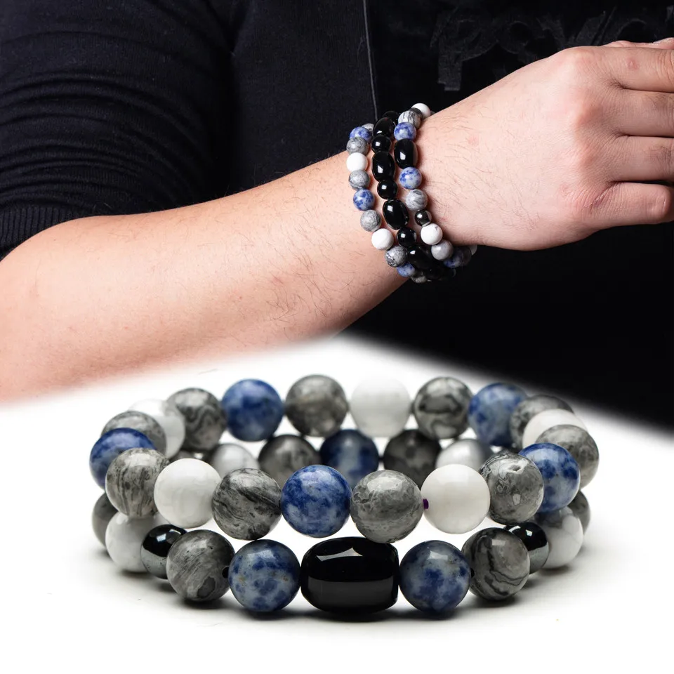 

Natural Stone 10mm Beads Strand Starry sky Braclet Bracelet for Men Women Couple 2019 New Fashion Crystal Jewelry Accessories