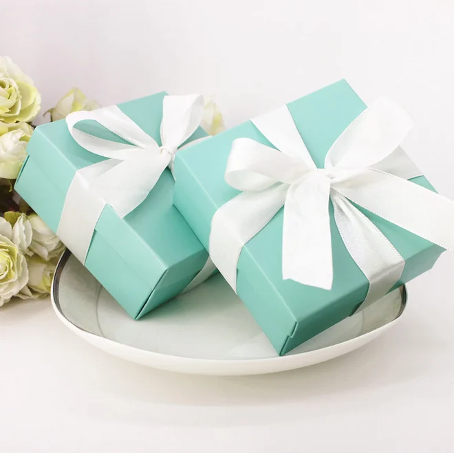 Квадратные коробки для конфет Tiffany Blue 100 шт. бумажная коробка подарочные хранения
