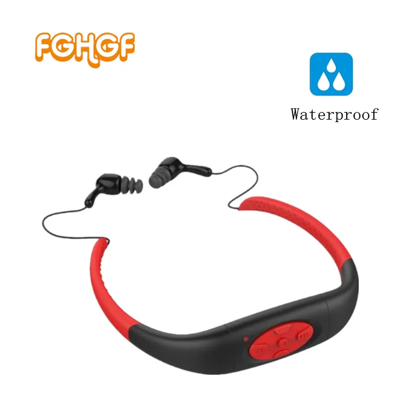 

2017 Version 4GB Waterproof IPX8 Sports MP3 Player Neckband FM Radio Swimming Surfing Running MP3 with Earphones Underwater