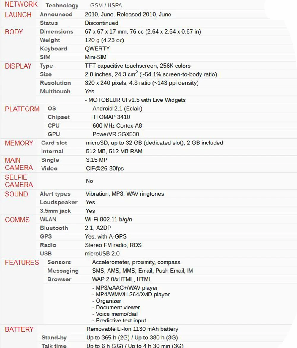 MB511 Оригинальный открыл вращающийся Motorola MB511 Android планшет OS GPS WI-FI 2,8 "3.0MP мобильный телефон Бесплатная доставка