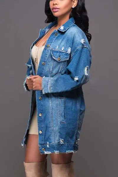 2019 New Denim Jackets Women Hole Boyfriend Style Long Sleeve Vintage Jean Jacket Loose Spring Jeans Coats Family Clothes|Сочетающаяся