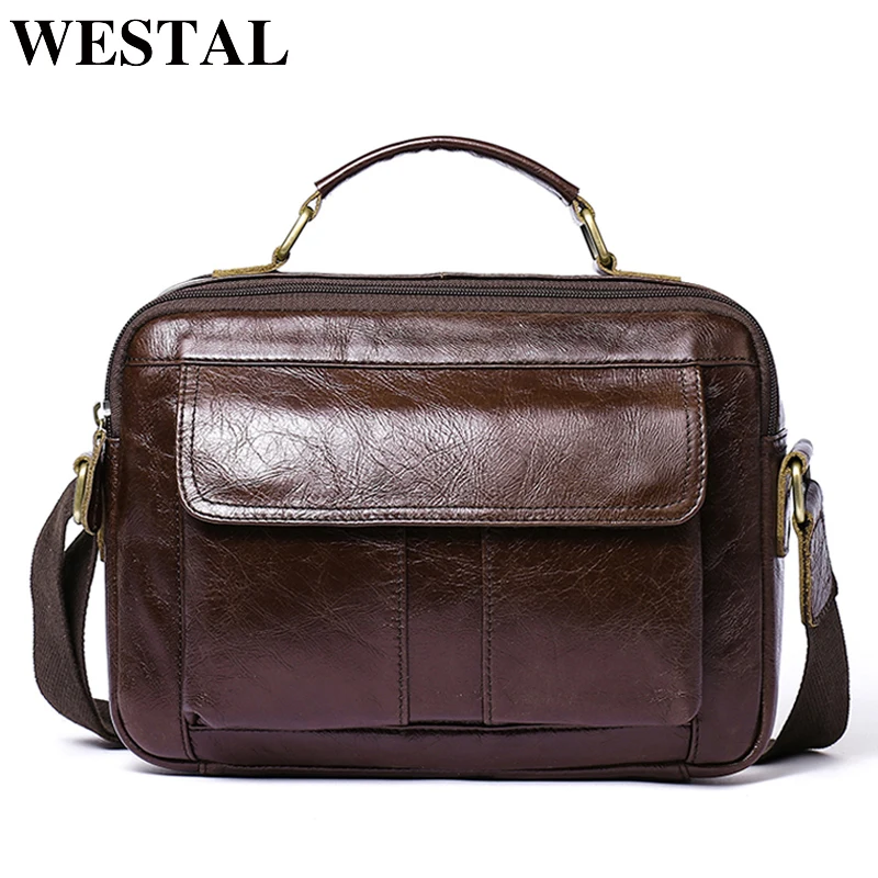 WESTAL Men's Bag Cowhide Genuine Leather Messenger Bag Men's Shoulder