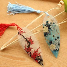 1pc bonito clássico elegância criativo borla marcador vento chinês natural collectibles folhas veia marcadores de papelaria criativo