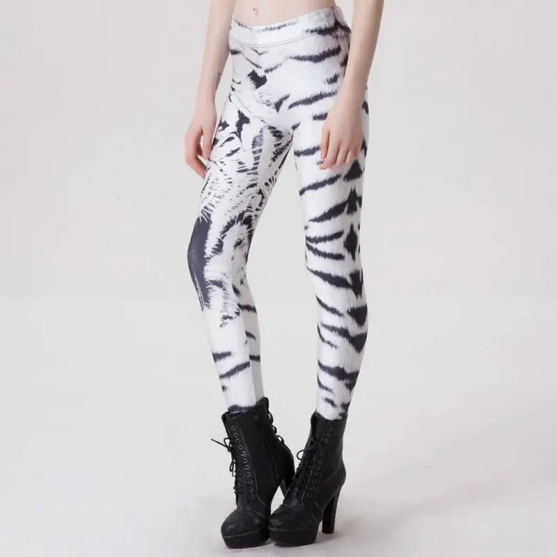 Fashion Women Tiger Head Profile Printed Workout Leggings