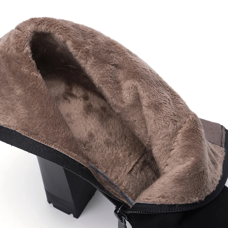 Universe cow suede ankle boots comfy round toe thick heel women boots square high heel plus size lady boots E326 Women's Shoes