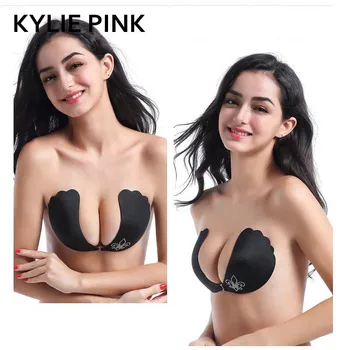 

KYLIE PINK Self Adhesive Invisible Bra Women Underwear Strapless Intimates Push Up Stick Gel Silicone Bra For Wedding Dress