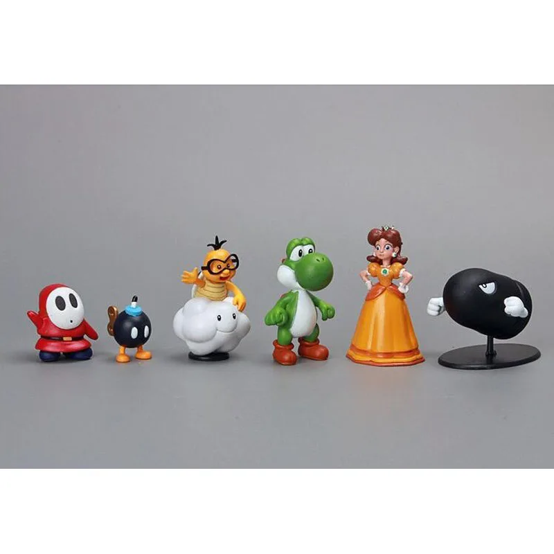 18pcs/lot Super Mario Bros PVC Action Figures Toys Yoshi Peach Princess Luigi Shy Guy Odyssey Donkey Kong Model Cartoon Dolls