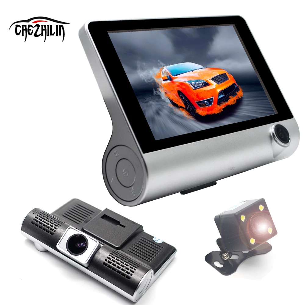 1080P Full HD Car DVR 3 Channels Cameras Recorder 4.0 inch Dash Camera