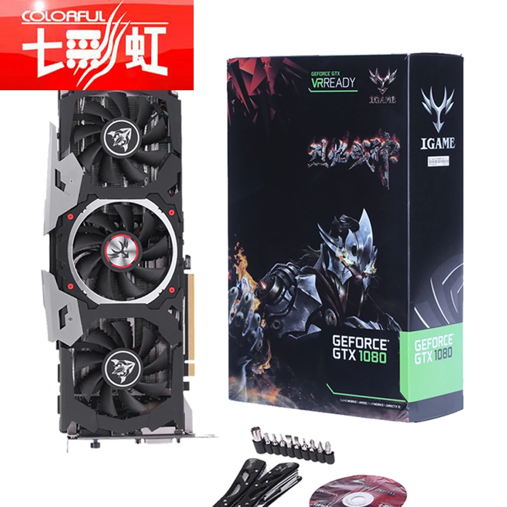  Colorful NVIDIA GeForce GTX iGame 1080 GPU 8GB 256bit GDDR5X PCI-E X16 3.0 VR Ready Video Graphics Card DVI+HDMI+3*DP Port 