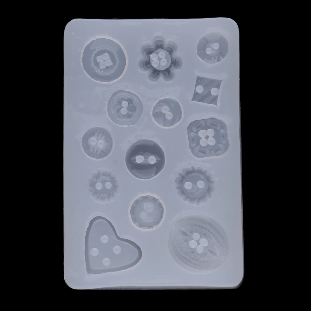Assorted Buttons Jewelry Silicone Mold with 2/4 Holes for Polymer Clay, Crafting, Resin Epoxy, Pendant Earrings Making