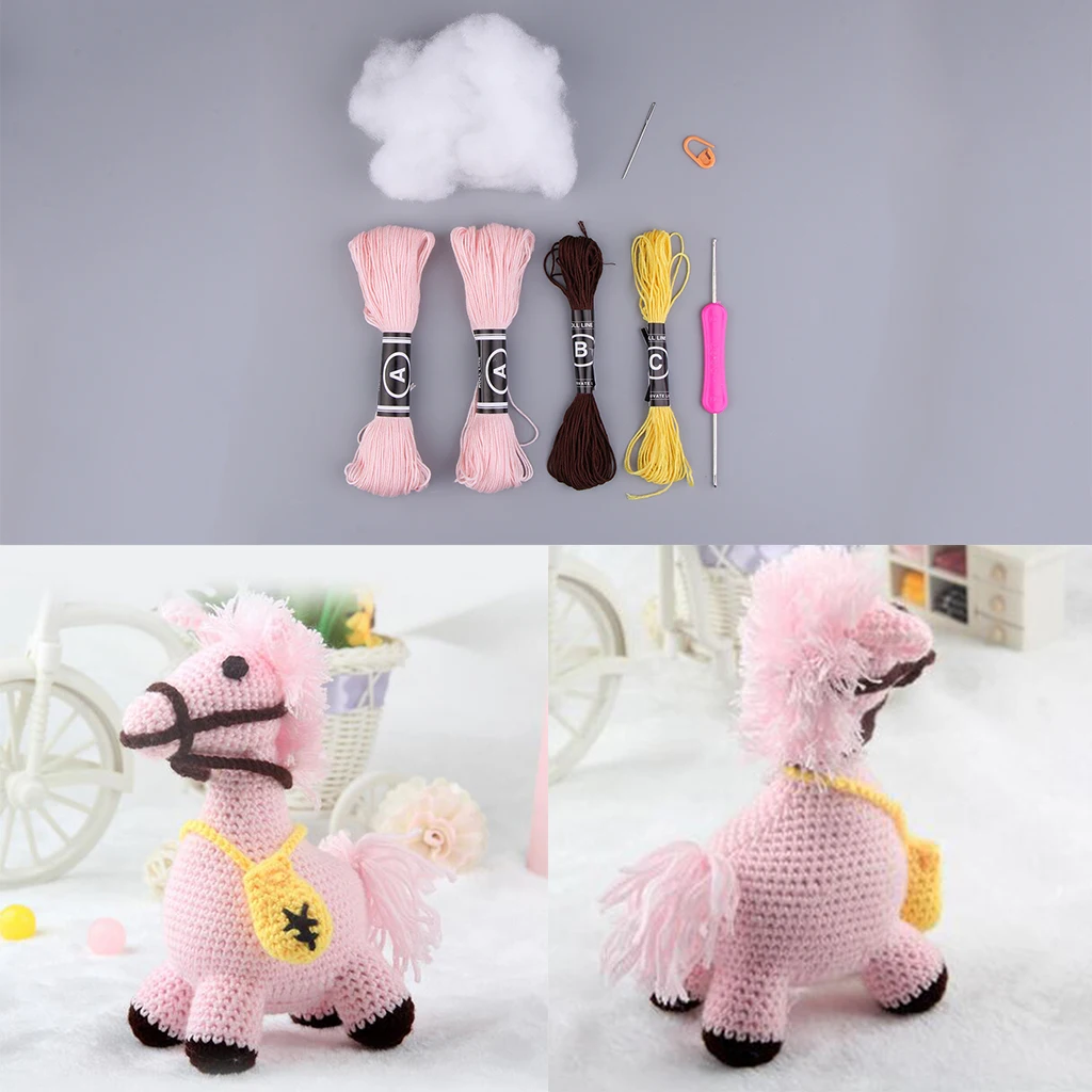 

1 Set Stuffed Toy Doll Making Crotchet Kit DIY Crafts Supplies, Lovely Horse Shape (20cm)