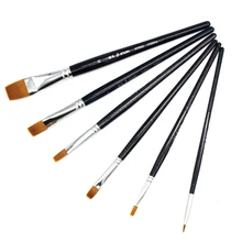 Профессиональные Нейлоновые плоские Кисти короткий стержень художники масло акриловая Акварельная Кисть 6 шт. набор для художественных принадлежностей рисунок «сделай сам» материал