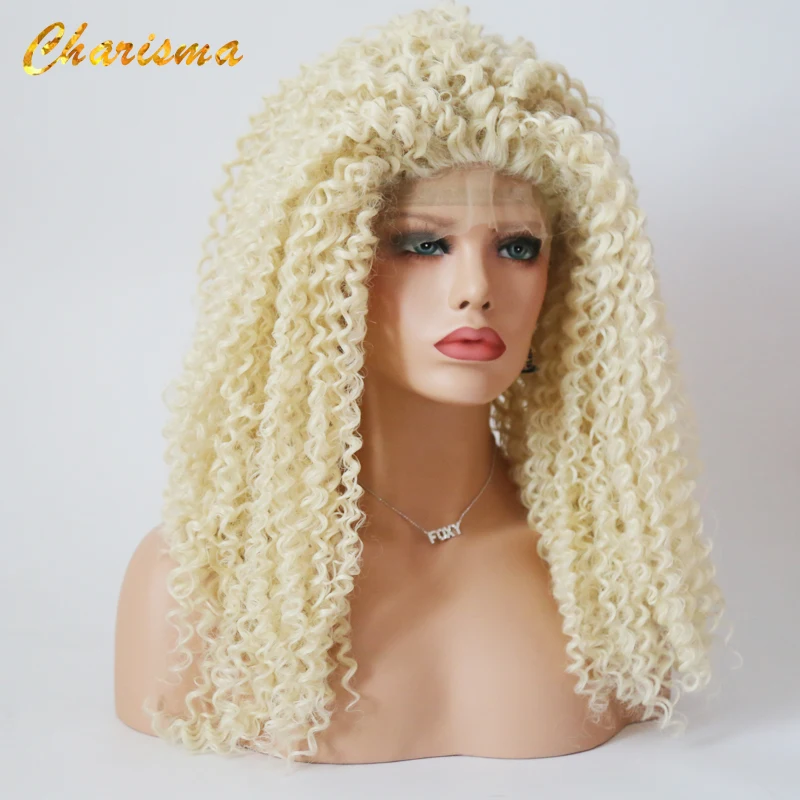 Кудрявый вьющиеся 613 парик блондинки синтетических бесклеевой Синтетические волосы на кружеве парики с детскими волосами природные Длинные Синтетические волосы передний парик шнурка