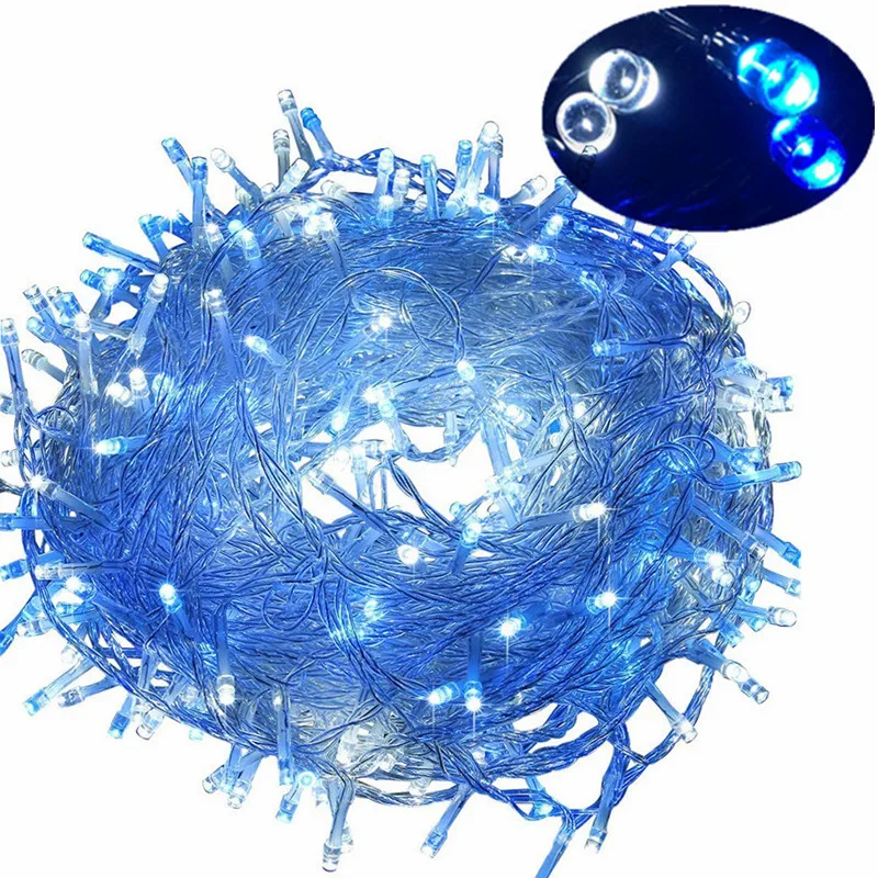 NEW! 100m Blue and White LED String Fairy Lights 600 leds Xmas Holiday light outdoor decor lamp