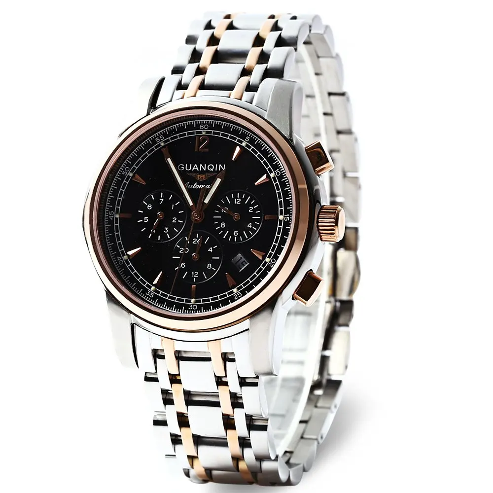 GUANQIN GJ16003 Water Resistance Men Japan Fashionable Quartz Watch Stainless Steel Strap Working Sub dials