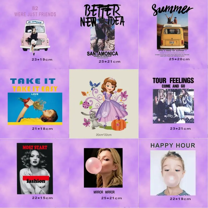 

Hot Fashion Girl Iron On Patches Stickers Washable Appliques A-level Heat Transfer For DIY Accessory Clothing m78