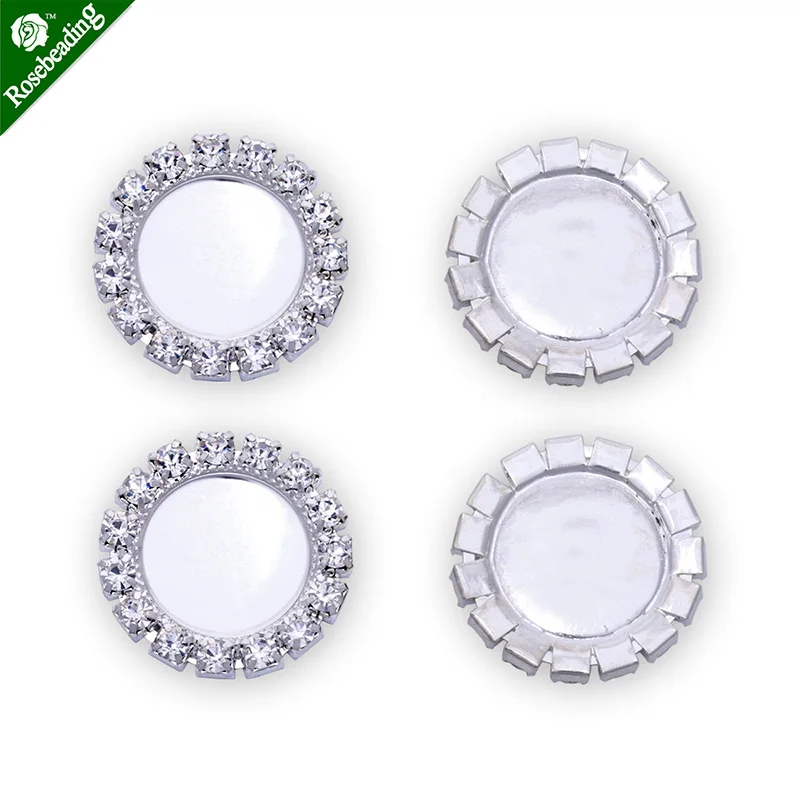 

10pcs claw chains Rhinestone button Base Tray Button Round Cabochon Setting Flatback Jewelry Findings,Crystal Pendant Blank