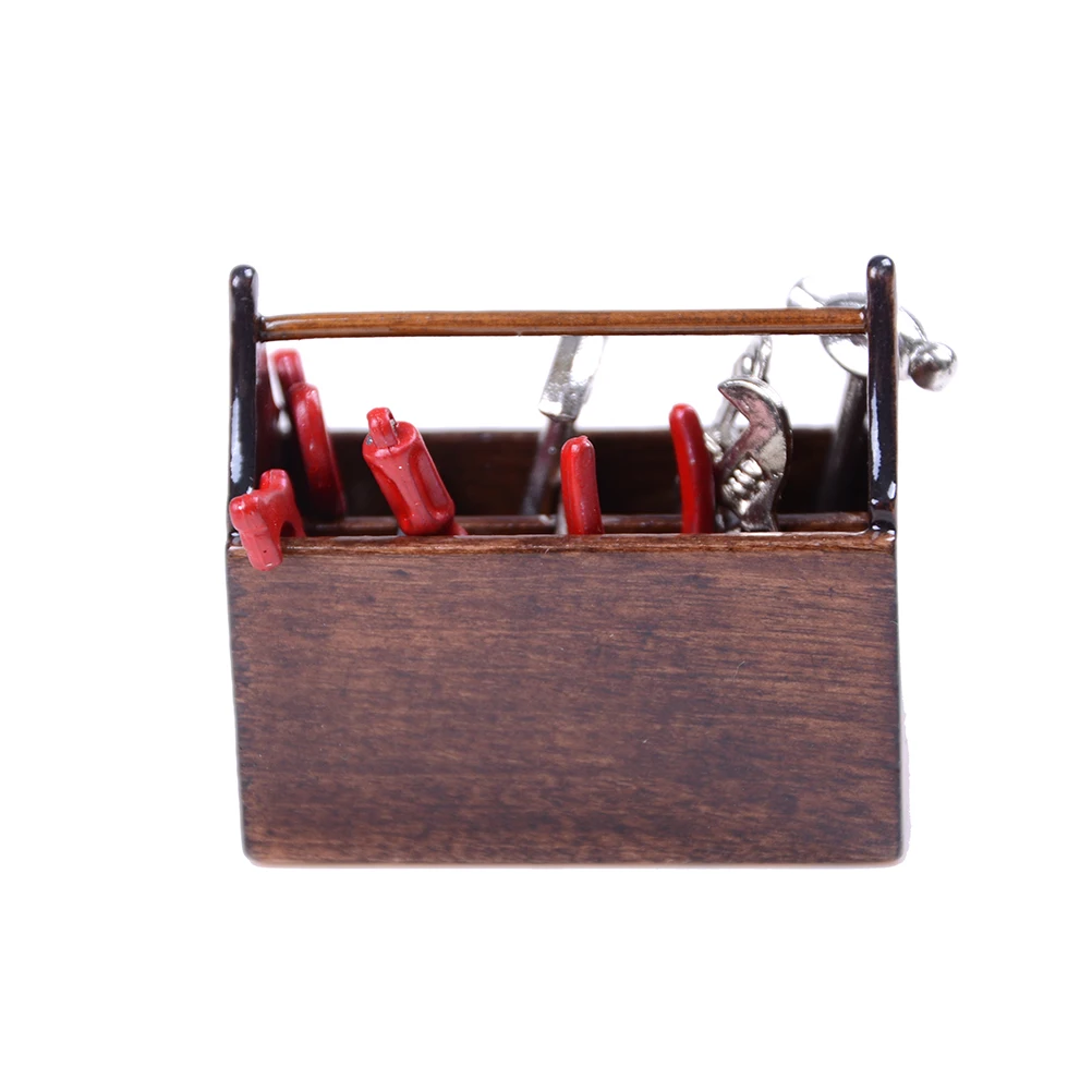 Wooden Toolbox with Metal Tools Set 1/12 Dollhouse Miniature Repair Kits Decoration for Doll House Accessories Furniture Toys Wooden Toolbox with Metal Tools Set 1/12 Dollhouse Miniature Repair Kits Decoration for Doll House Accessories Furniture Toys